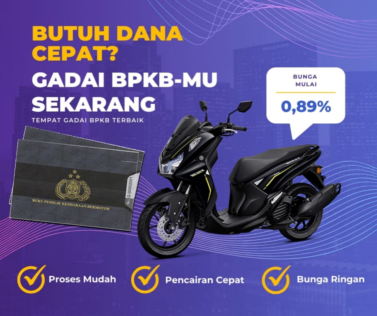 Pinjaman Dana Jaminan Bpkb Motor Yamaha Lexi Std Dapat Pinjaman Berapa? Seperti Ini Simulasinya